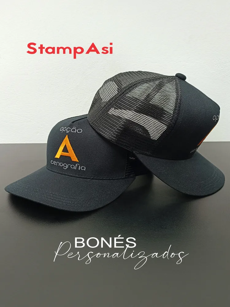 Bonés trucker personalizados com logotipo aplicado